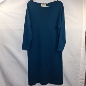 Vintage Ports International Vintage Wool V-Neck Dress Size M Classic Minimalist